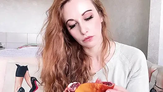 Yummy Orange Suck - Playful Tongue Tricks & Juicy Mess!