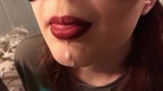 cum on her tongue
