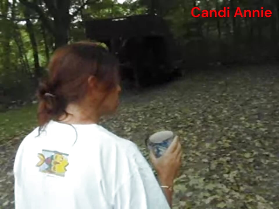 For Coffee Break Sexy Slut Candi Annie Fucks Co-worker POV style in the Woods!