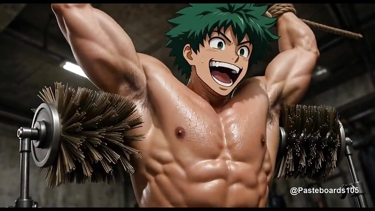 Strung Up By The Wrists - Spinning Brush Machines All Over His Armpits And Ribs (2D Anime Bara)