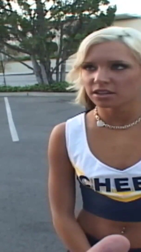 Petite blonde cheerleader teen picked up for sex in a car | Clip 1