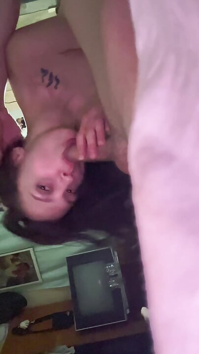 Drooling Blowjob From a Neighbor's Tattooed Bitch While Her Husband Is at Work