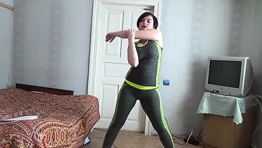 Naked athletics with huge boob bouncing