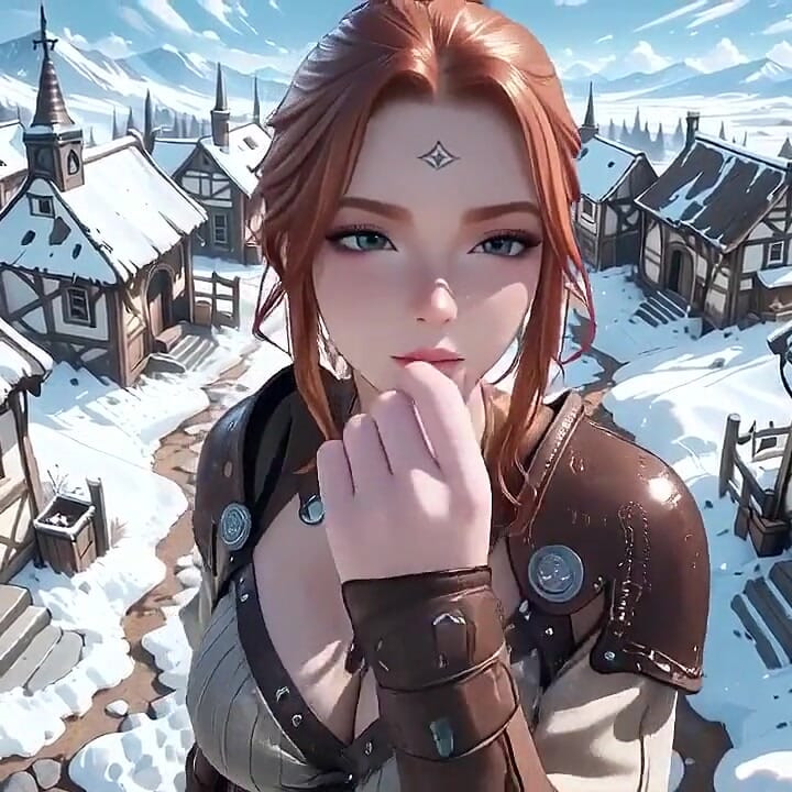 Redhead Warrior in Snow! Forbidden Leather Armor Seduction in Medieval Village. Cold Queen Unzips Her Gear & Goes Wild!