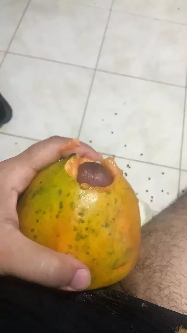 Enjoying a breakfast of papaya with milk 🤤