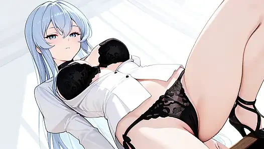 Esdeath came to buy new sexy lingerie and have some fun with a pink dildo. Esdeath hentai cosplay