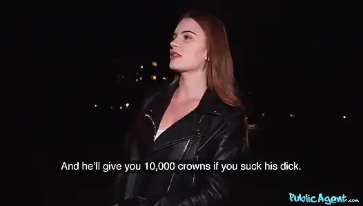 Public Agent - tombul kızıl saçlı Katarina Rina büyük yarağı emiyor ve biniyor