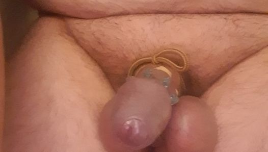 Cock bondage with nipples clamps