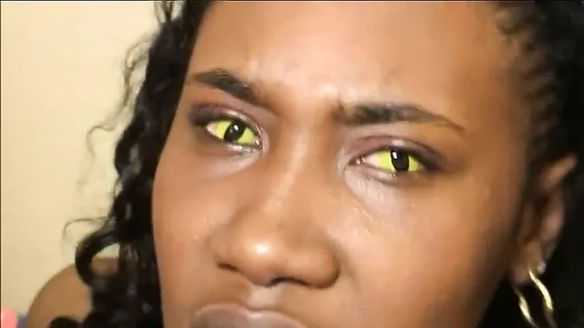 Hot randy cock sucking black bimbo getting fucked and drinking cum after