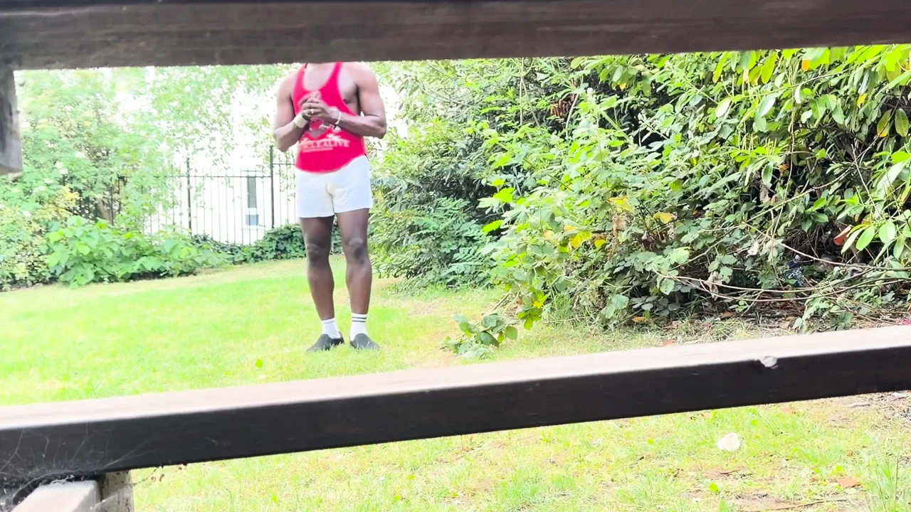 So Here Is Another Video of Me Outdoor Sitting on a Bench Commando in My Shorts