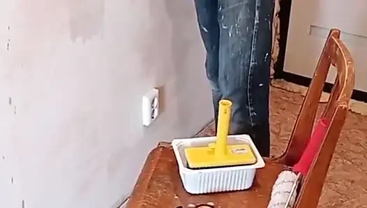 İnşaatçı mola sırasında mastürbasyon yapıyor