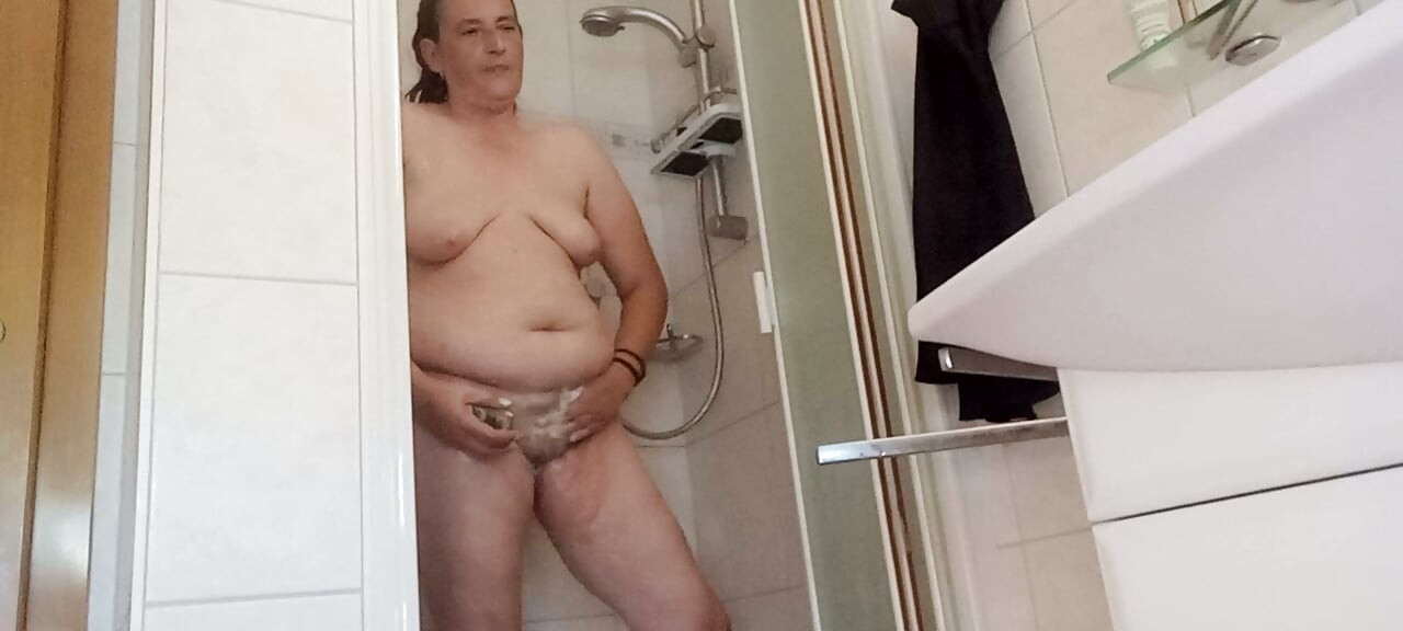 My pot-bellied pig in the shower