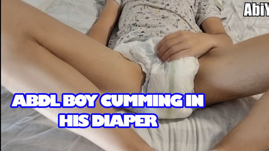 ABDL BOY CUMMING IN HIS DIAPER