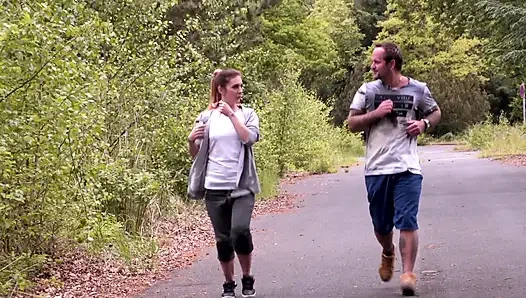 Sexy big ass brunette enjoying in hard outdoor fuck in her wide pussy