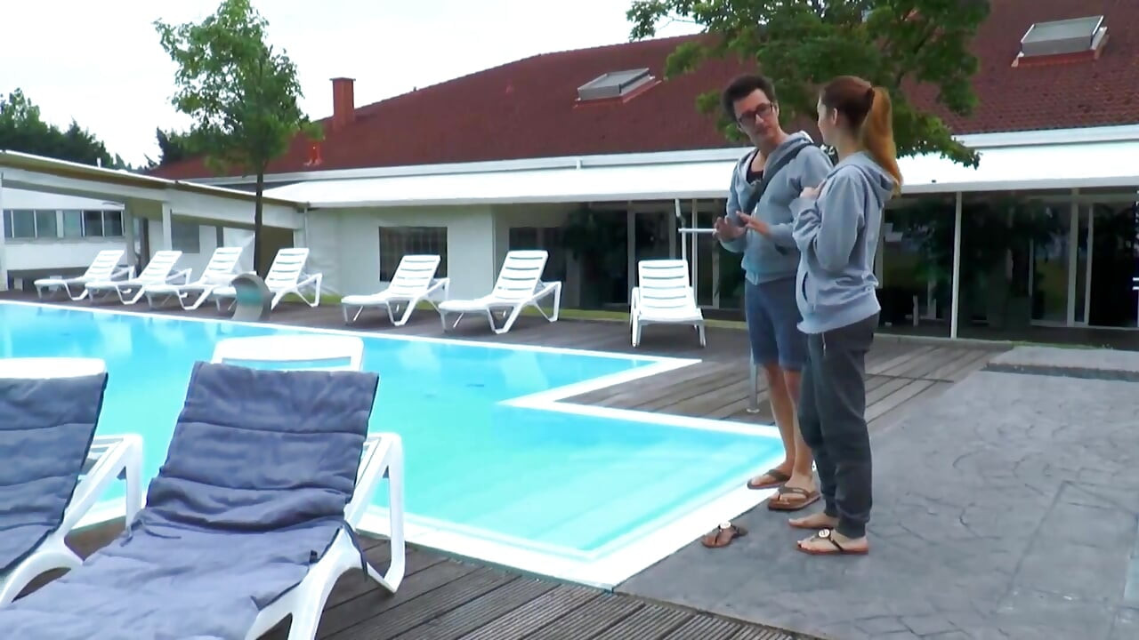Horny fucking teen rides big cock in swimming pool