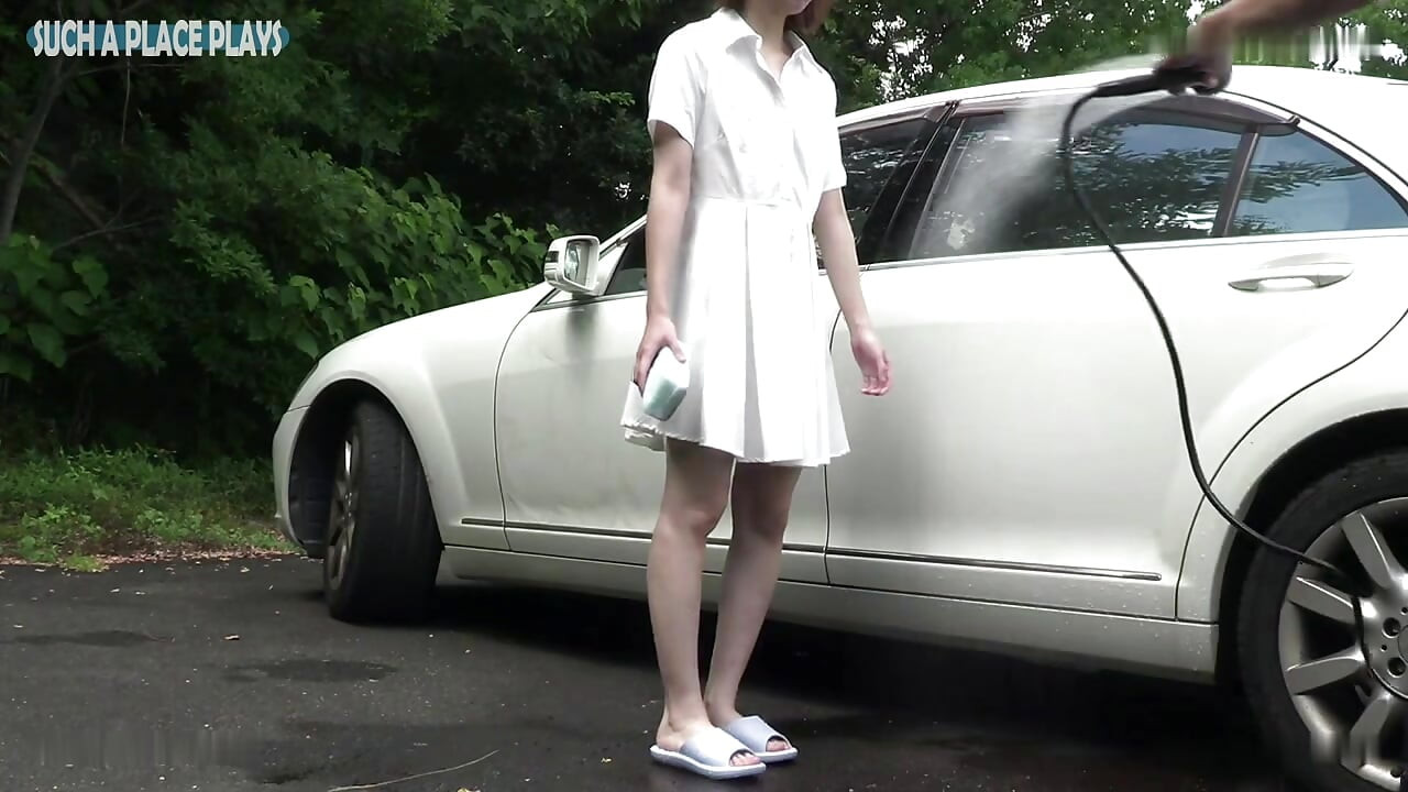 Bare Bliss Shaved Married Beauty Exposed Blowjob Car Wash Tease Tight Thrust Creampie Finish