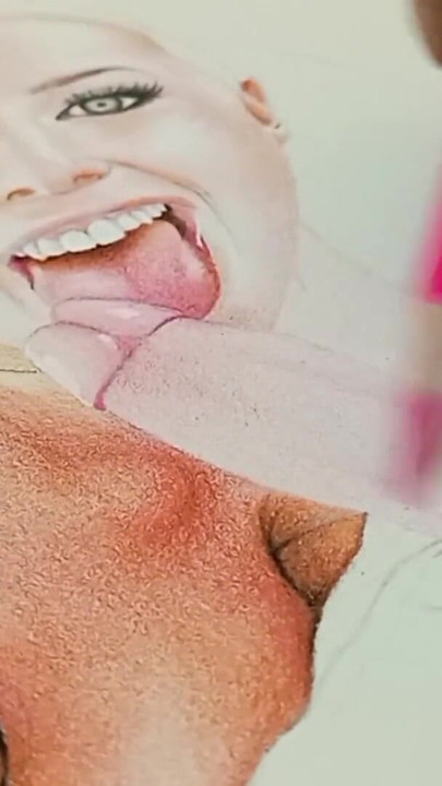 Erotic Art Or Drawing Portrait of Angela White as Sexy Desi Wife Sucking A Big White Dick | Clip 1
