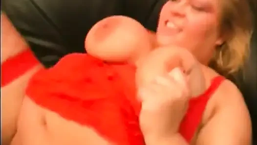 Horny Stud Penetrates Redhaired Roly-poly Woman in Red Lingerie