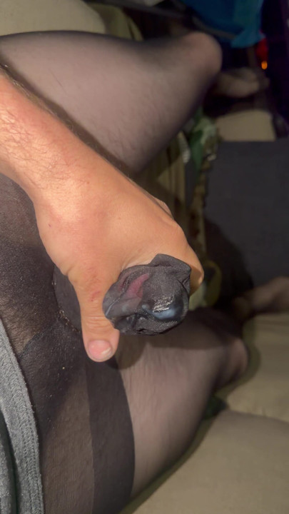 Black pantyhose with cumshot