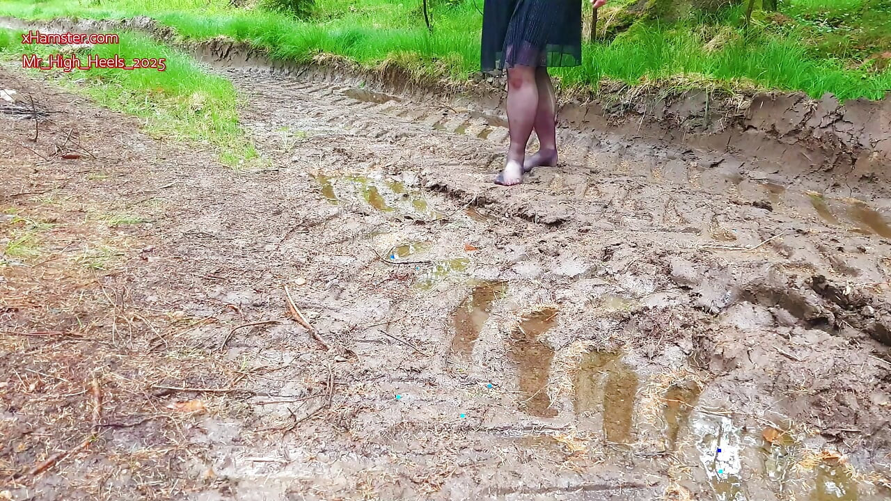 Pieds en nylon dans la forêt