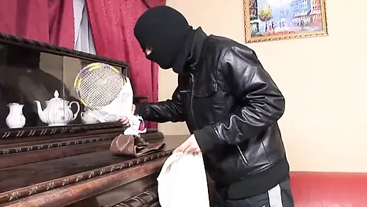 Masked horny guy fucks a hairy mature midget