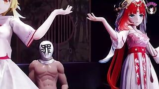 Genshin Impact - dança sexy + sexo a três quente (3D HENTAI)