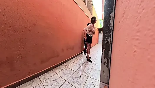 Freeze time magic clap with a blind girl in the alley