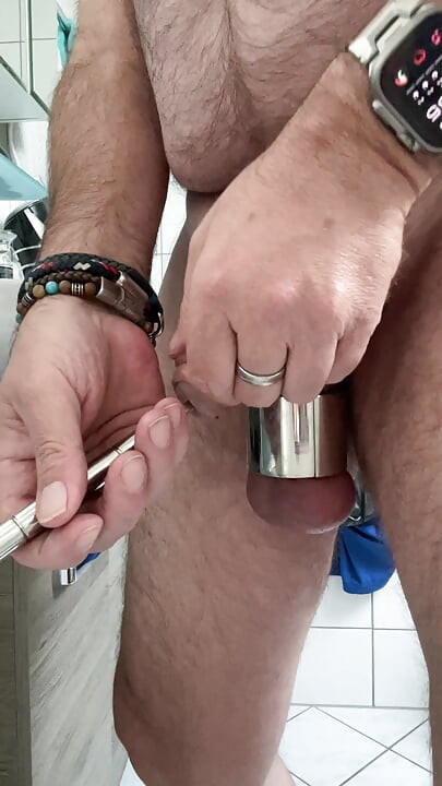Jerking off with dilator