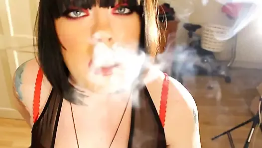 Tina Snua Smokes 2 Cork Cigarettes With Lots Of Nose Exhales