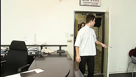 Skinny Brunette Babe Fucked Hard in Office Affair