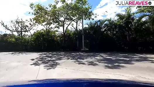 Horny milf sucks lovers huge cock hard inside the car