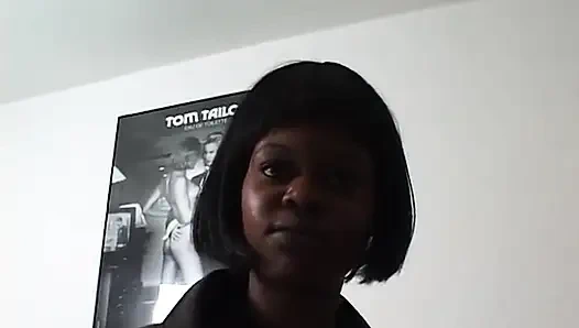 Hairy ebony teen sucks white cock