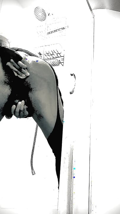 Sexy ass black sissy soapy show solo with cum shot