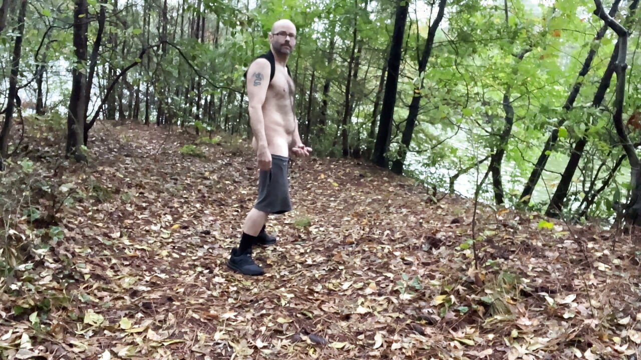 Handsome buddy jerking off by the lake at his local park exposed dick don cock penis hairy bator solo sexual