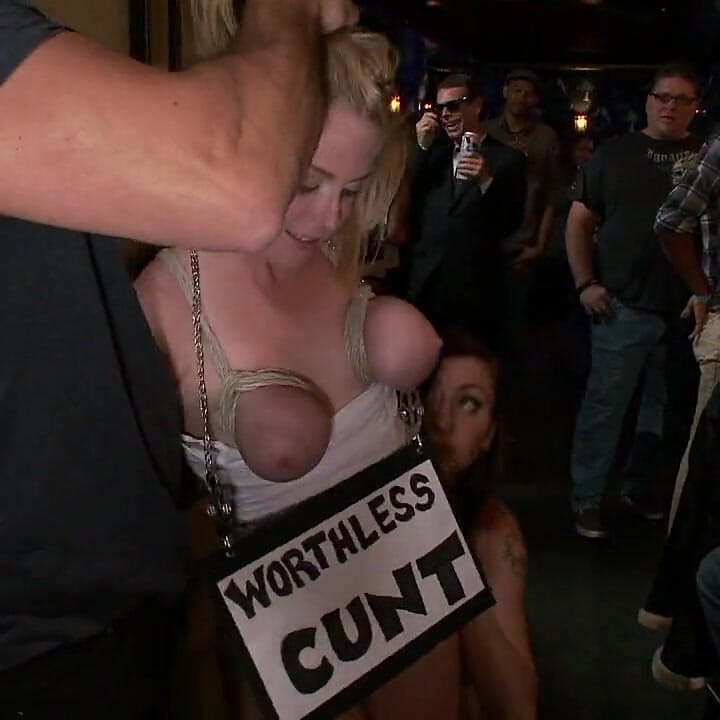 Tiny Blonde Tied up and Ass Fucked in Public