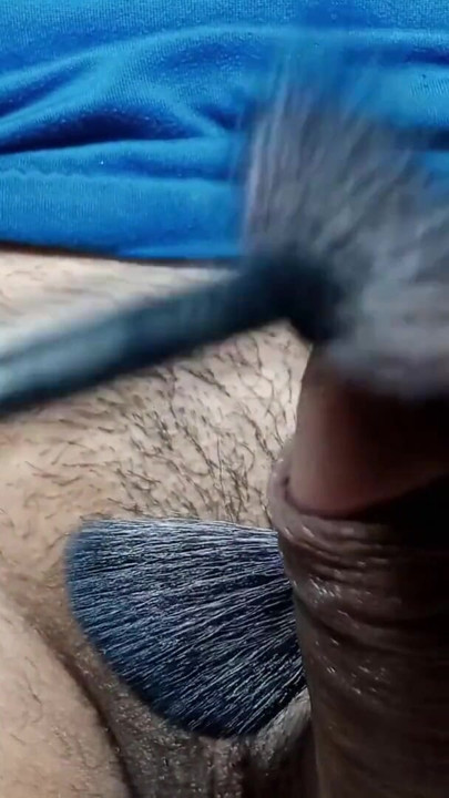 a pleasurable and very exciting caress with a soft brush all over my penis by my expert stepsister | Clip 2