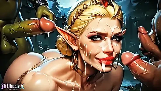 Misi diplomasi ratu peri berakhir dengan gangbang orc besar-besaran (4k ai generated)