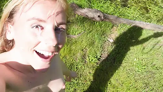 Petite Blonde Gets Massive Outdoor Facial