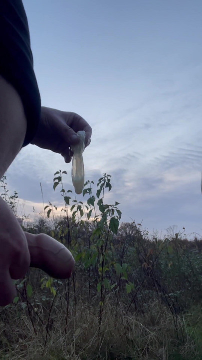 Emotional moment from "Used condom with sperma in the forest"