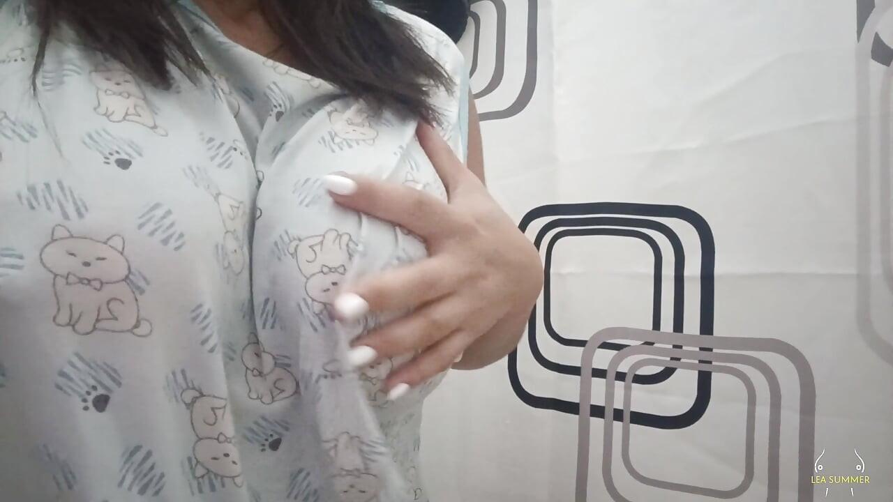 Intense masturbation in the bathroom, hot MILF shows breasts and cums
