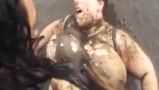 Wild Mud Wrestling Turns Into Hardcore Bedroom Sex