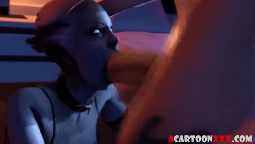 Big tits 3D Liara mouth fucked loop