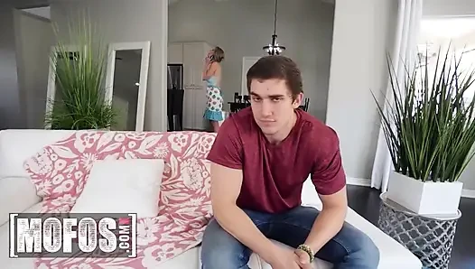 MOFOS - Smoking Hot MILF Kit Mercer Slobbers On Zac Wild’s Cock Before Getting Fucked Hard On The Counter