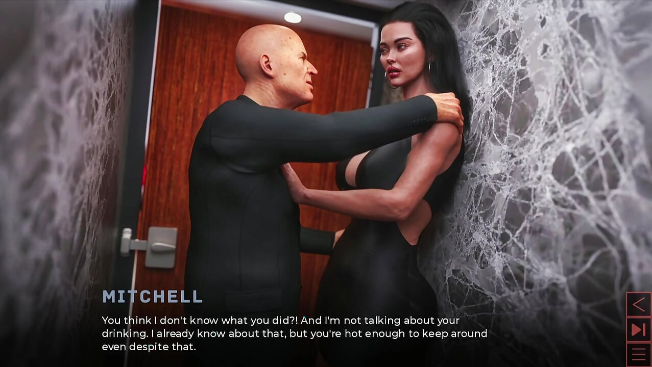 the synthetic milf masturbate and sucking a man in bathroom public