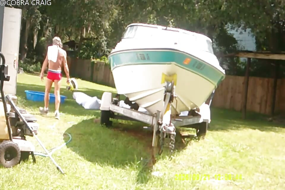 9-21-26 COBRAS BUFFING OUT THE RED NECK BOAT POOL AND DISCUSSING A CLEAR COAT FOREASY MAINTENANCE.