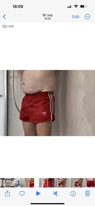 Wanking and Destroying My vintage adidas shorts in the shower