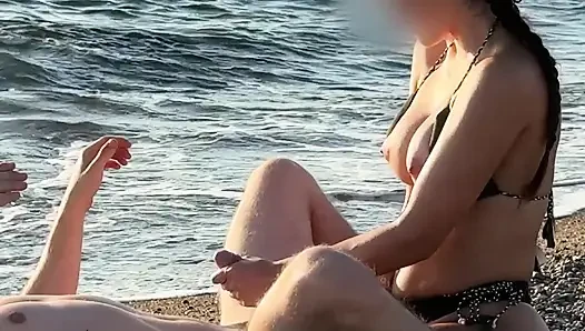 Hotwife Pegs Her Man Hard On Public Beach At Sunset