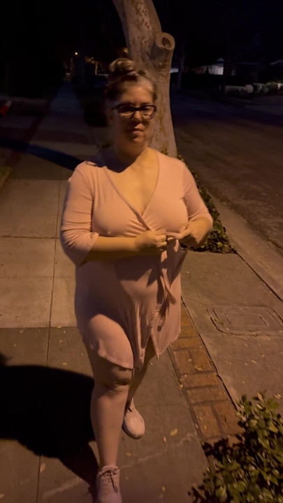 Hot Mom Maxine night walk and strip.