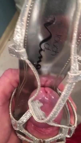 Silver sandals fucked and cummed