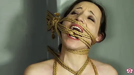 Slave Mila Tightly Tied in Orgasm Torment with Rope Bondage and Bound Orgasms
